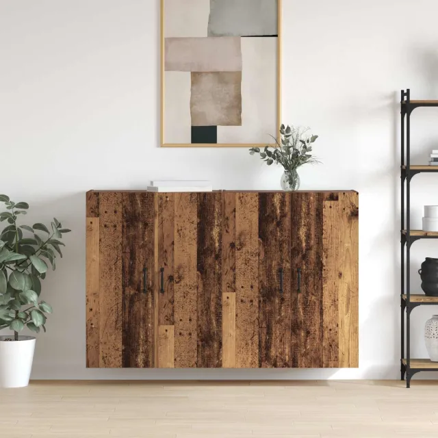 vidaXL Wandkast 2 st Oudhout 69,5 x 34 x 90 cm Bewerkt hout Bruin