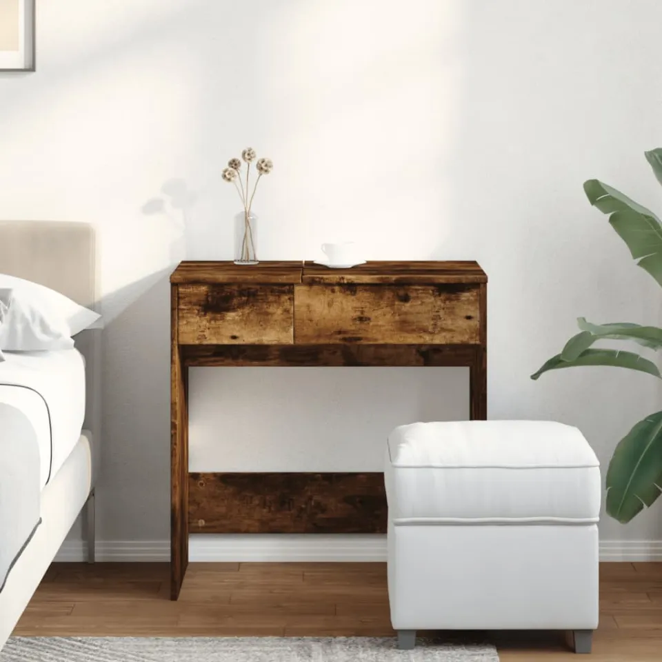 vidaXL Kaptafel met spiegel 73x46,5x120 cm gerookt eikenkleurig, foto 2