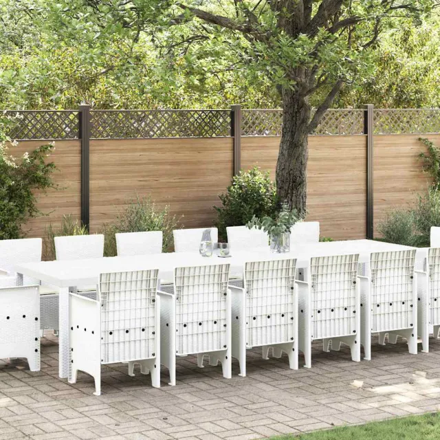 vidaXL Tuin Eetset 15 st Wit Polt riet