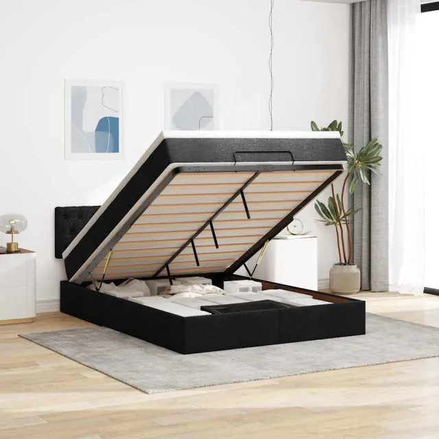 vidaXL Bed met matras 140x190 cm stof zwart