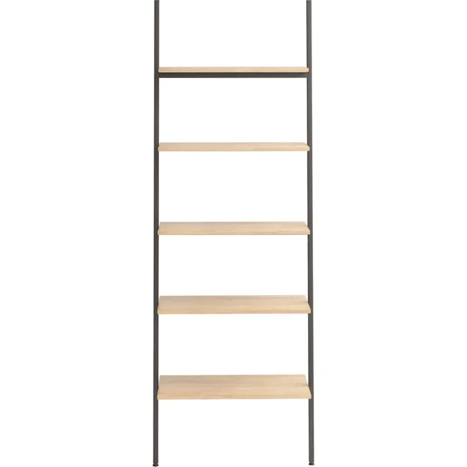 vidaXL Ladderrek met 5 schappen 64x34x185,5 cm lichtbruin en zwart