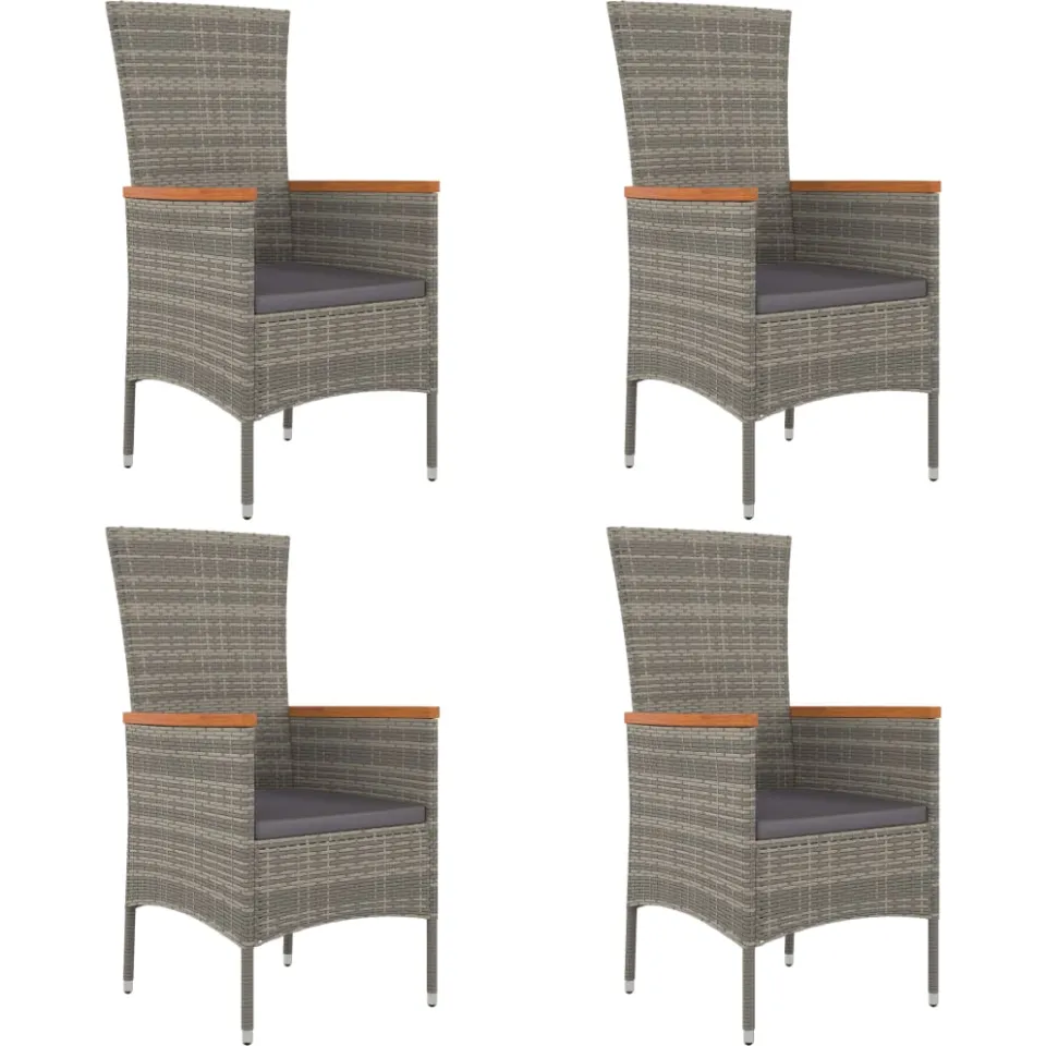 vidaXL 5-delige Tuinset met kussens poly rattan grijs, foto 3