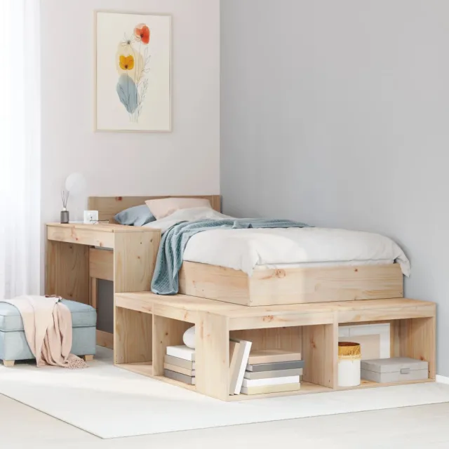 vidaXL Nachtkastje met bureau 232x122x75 cm massief grenenhout bruin, foto 2