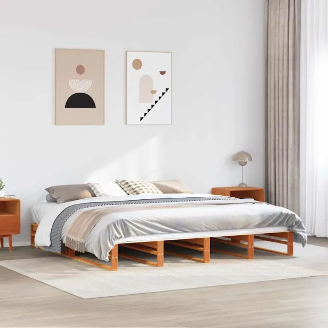 vidaXL Bedframe zonder matras massief grenenhout wasbruin 180x200 cm bruin