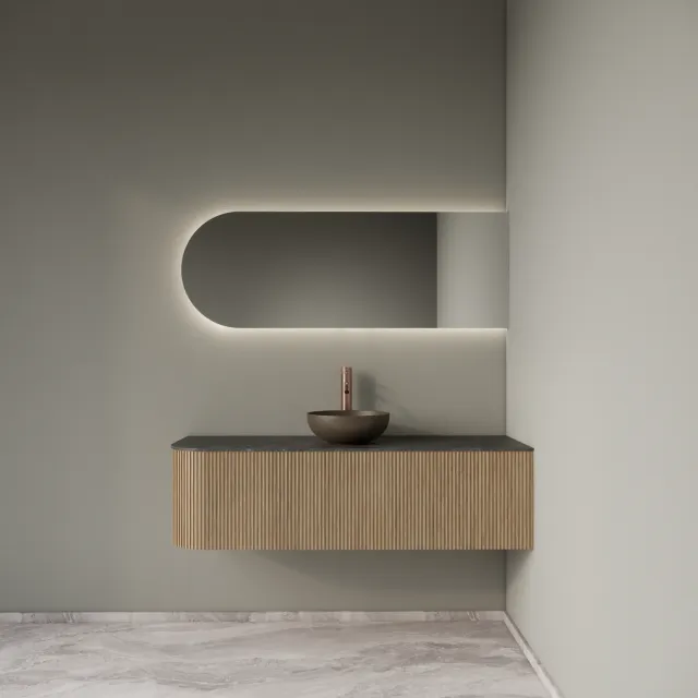 Gliss Design Badkamermeubelset Gliss Design Alluro 140 cm Rechts Mist Eiken