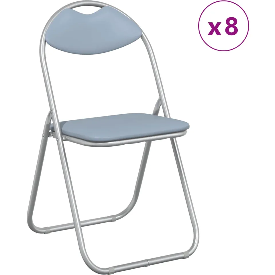 vidaXL Inklapbare stoel 8 st Nep Leer Grijs 48 x 43,5 x 81 cm, foto 3