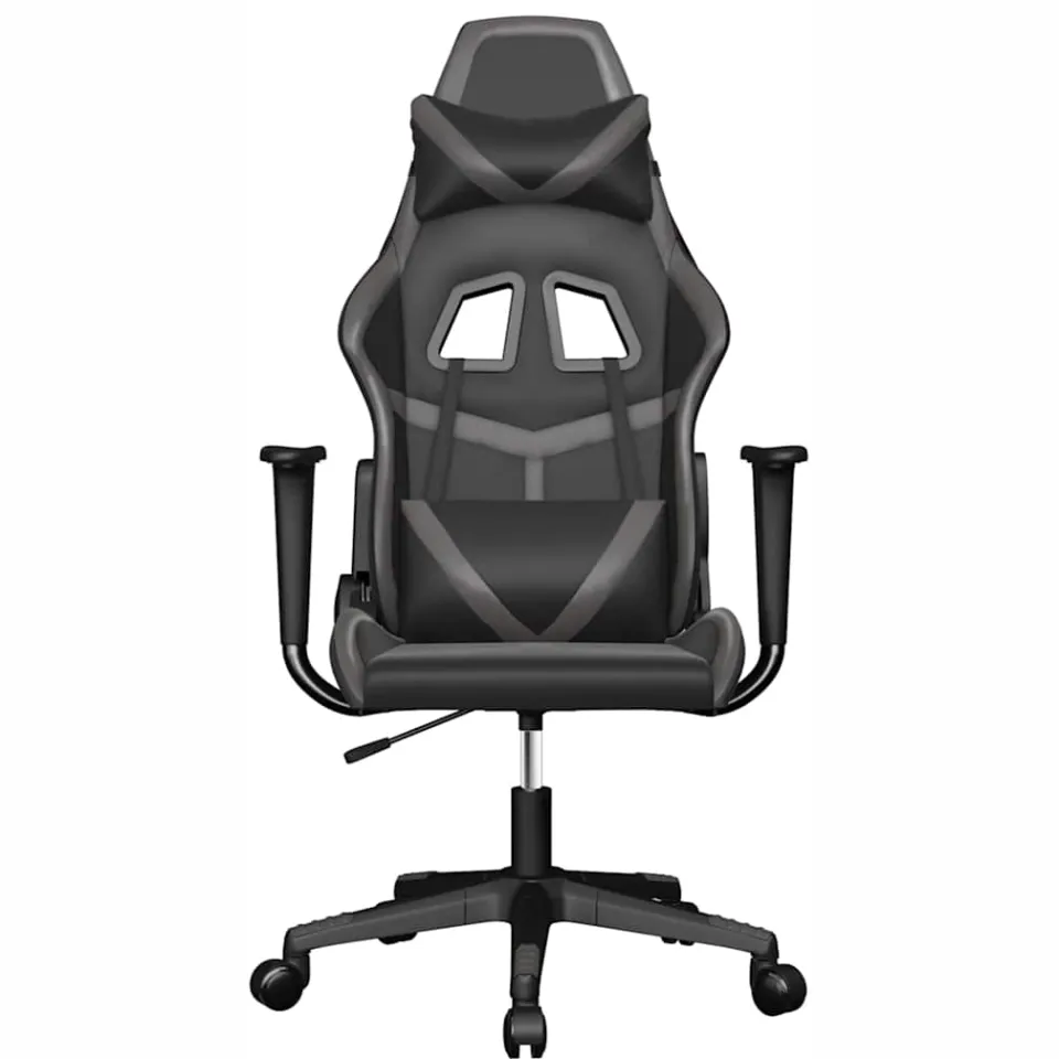vidaXL Gamestoel kunstleer zwart en grijs