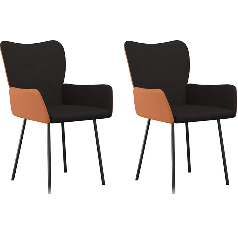 vidaXL Eetkamerstoelen 2 st stof en kunstleer zwart, foto 3