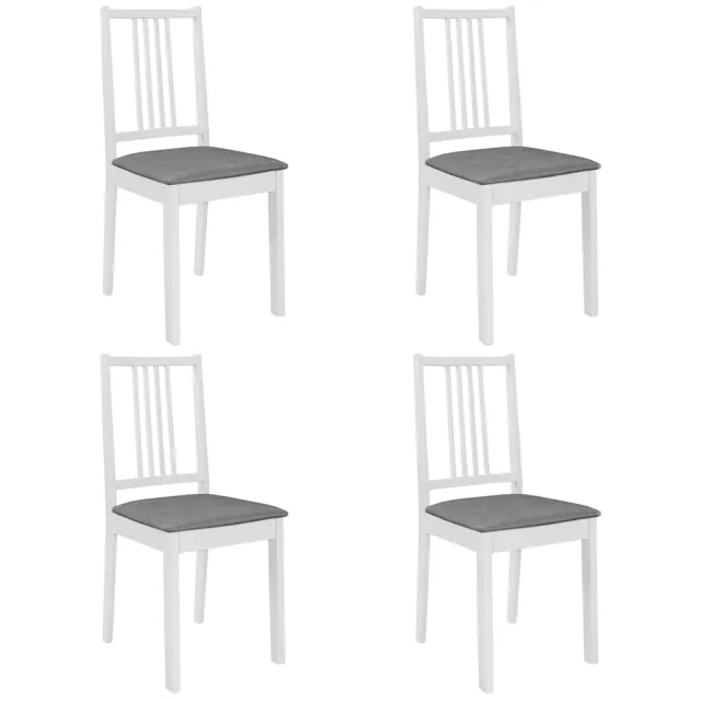 vidaXL Eetkamerstoelen met kussens 4 st massief hout wit