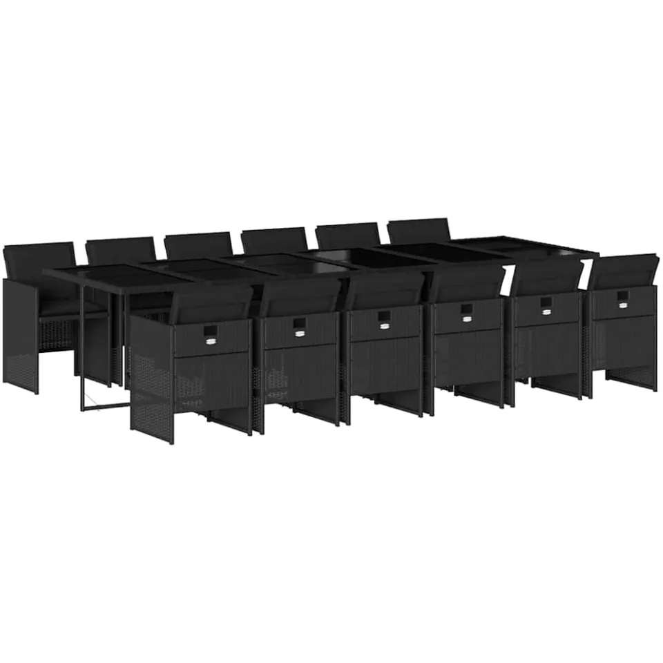 vidaXL 13-delige Tuinset met kussens poly rattan zwart, foto 3