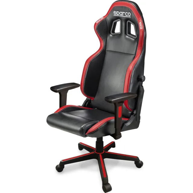 SPARCO Icon Gamestoel en Bureaustoel - Replica Sportstoel met Lendensteun en 2D Armleuningen - Zwart/Blauw