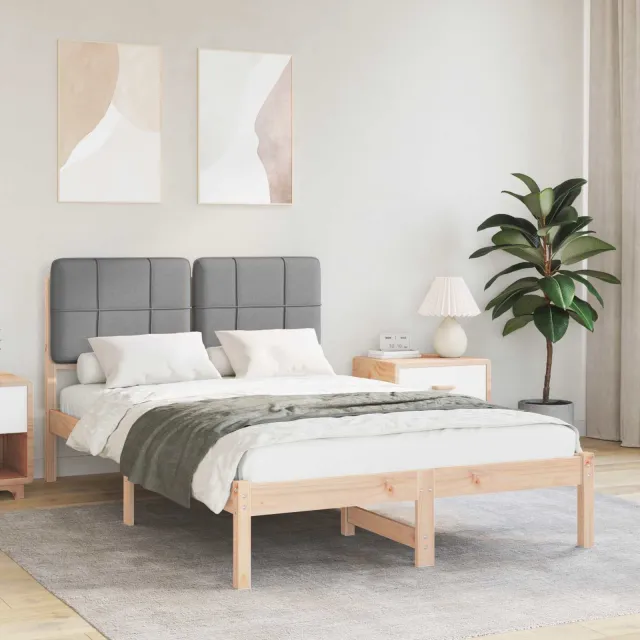 vidaXL Bedframe met Gevoerd Hoofdgedeelte Lichtgrijs 120 x 200 cm