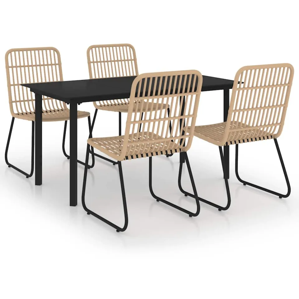 vidaXL 5-delige Tuinset poly rattan en glas bruin, foto 3