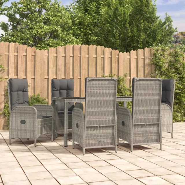 vidaXL 7-delige Tuinset met kussens poly rattan grijs, foto 2