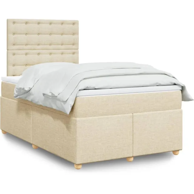 vidaXL Boxspring met matras stof crèmekleurig 120x200 cm