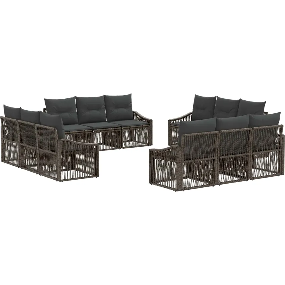 vidaXL Tuinbankenset 12 st 12-zits Grijs poly rattan, foto 3