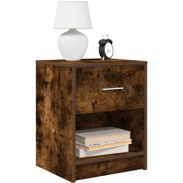 vidaXL Nachtkastjes 2 st met lade 40x34x50 cm gerookt eikenkleurig Wit