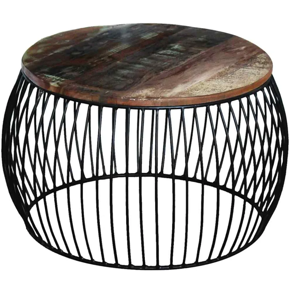 vidaXL Salontafel rond 68x37 cm massief gerecycled hout bruin, foto 2