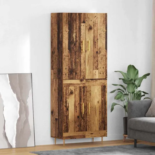 vidaXL Highboard Oud Hout 69,5 x 34 x 180 cm Bewerkt hout Bruin