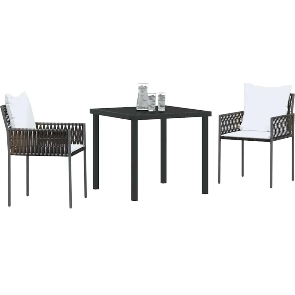 vidaXL Tuin eettafelset 3 st Bruin en zwart PE Rattan