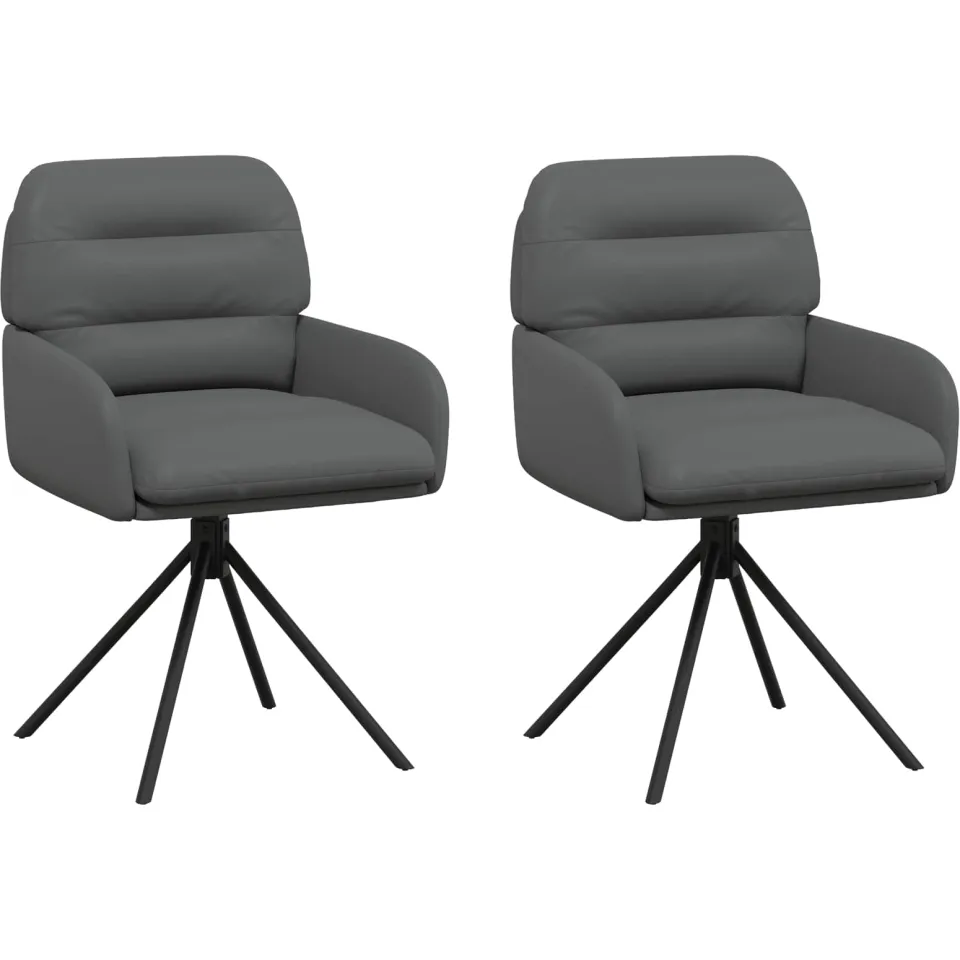 vidaXL Draai Eetstoelen 2 st Kunstleer Grijs 59 x 59,5 x 90 cm, foto 3