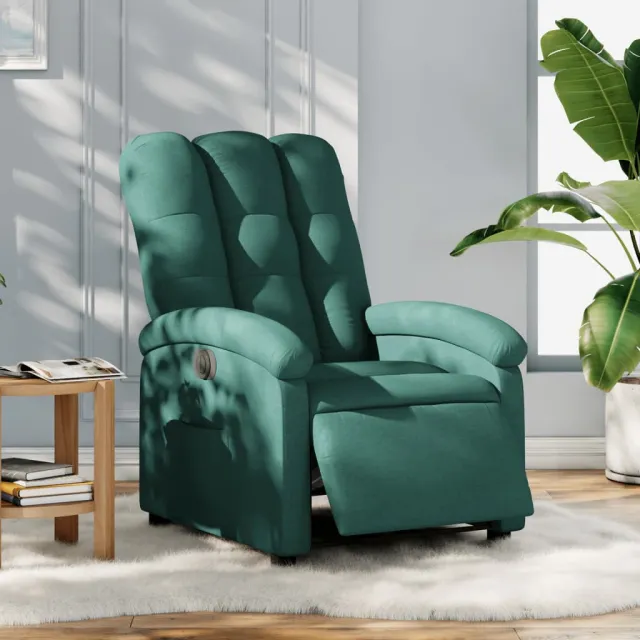 vidaXL Fauteuil verstelbaar elektrisch stof donkergroen groen