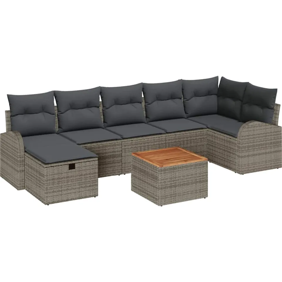 vidaXL Tuinbankenset 8 st Grijs poly rattan