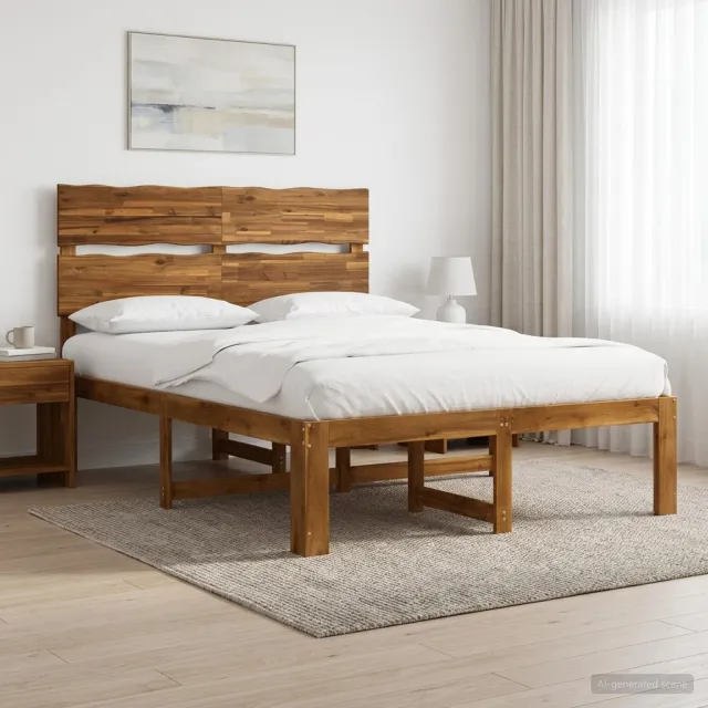 vidaXL Tweepersoonsbed met hoofdeinde ROSTOCK Naturel 160 x 200 cm Bruin