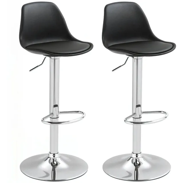 ZYLARO Barkruk - Set Van 2 - Barstoelen - Draaistoelen Met Rugleuning - In Hoogte Verstelbaar - Draagvermogen Tot 120 kg - 42 x 41 x 82-104 cm - Zwart