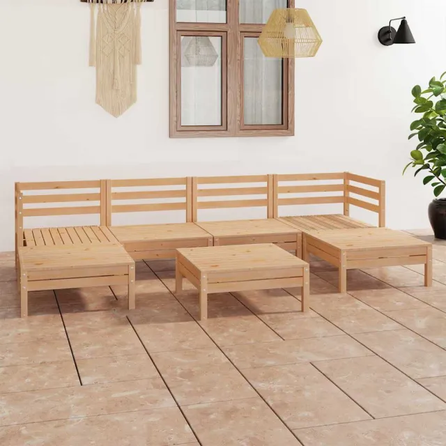 vidaXL 7-delige Loungeset massief grenenhout bruin, foto 2