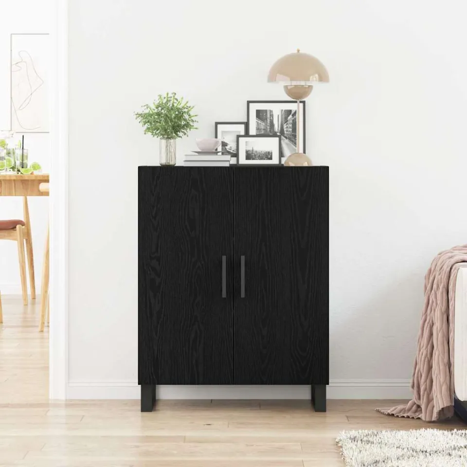 vidaXL Dressoir Zwart Eiken 69,5 x 34 x 90 cm Bewerkt hout, foto 3