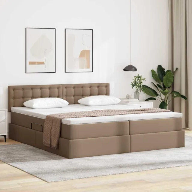 vidaXL Opslag bed met hoofdeinde Cappuccino 180 x 200 cm Nep Leer Crème