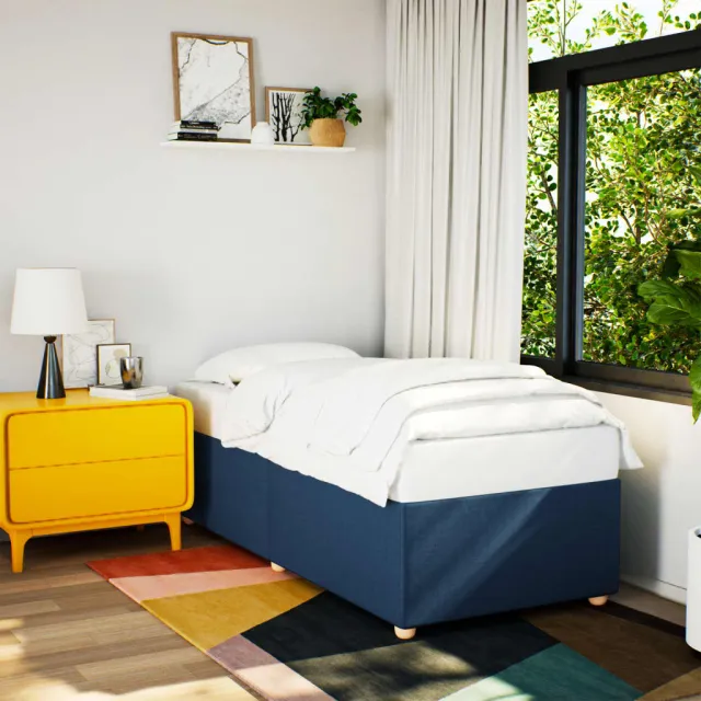 vidaXL Bedframe zonder matras 100x200 cm stof blauw