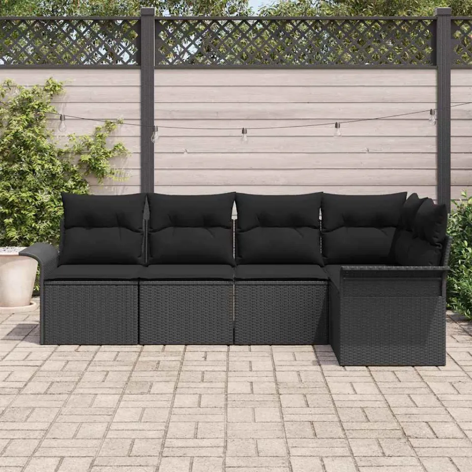 vidaXL Tuin Sofa Set 5 st Zwart poly rattan, foto 3