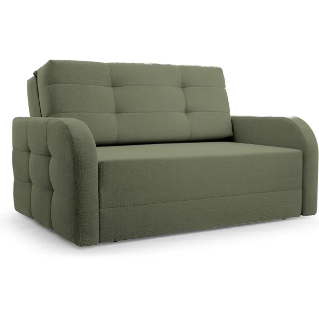 AJE Meubles B.V. Porto 120 - Slaapbank - Compact en Multifunctioneel - 141 x 100 x 90 cm - Eenvoudig Uitklapbaar & Decoratieve Stiksels - Olijf (BRAGI 77)