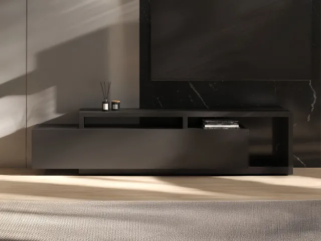 Mobistoxx Tv-meubel BOTSWANA 2 lades 2 mat zwart