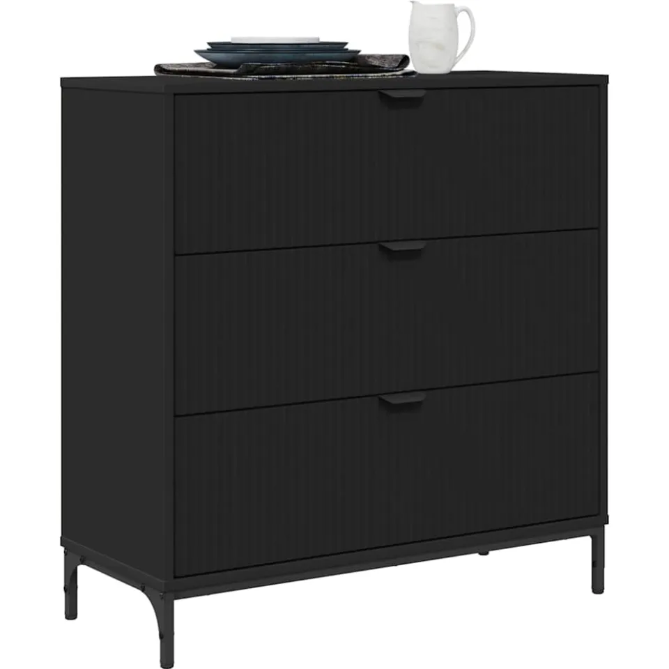 vidaXL Dressoir met lade Zwart 79,5 x 33 x 82 cm Bewerkt hout