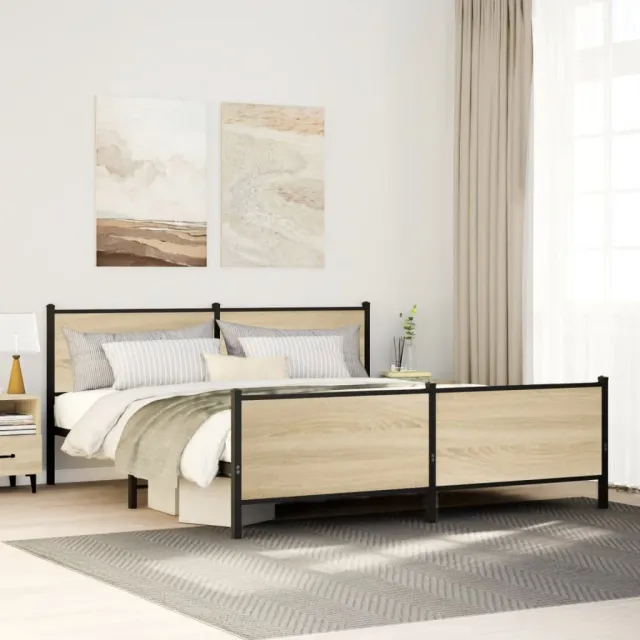 vidaXL Bedframe zonder matras metaal sonoma eikenkleurig 183x213 cm