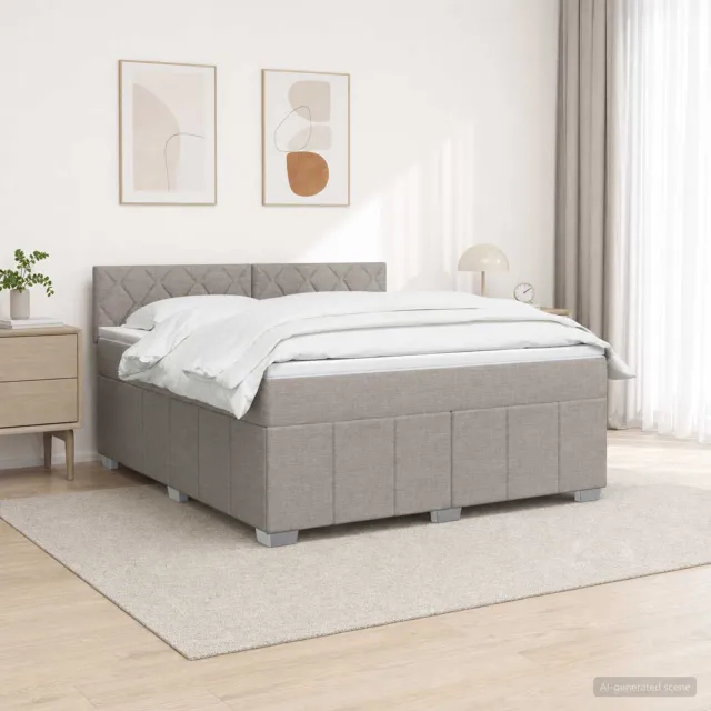 vidaXL Boxspringbed met matras met hoofdeinde Taupe 140 x 200 cm Stof