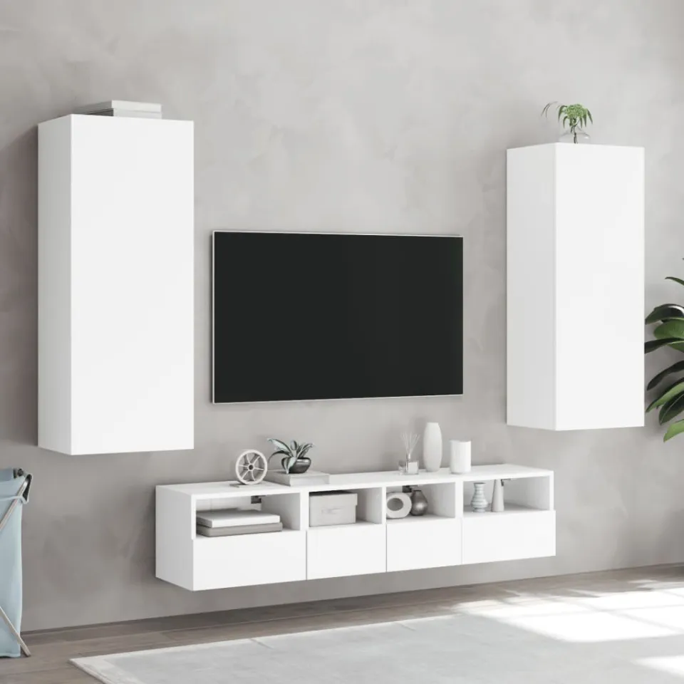 vidaXL Tv-wandmeubel 40,5x30x102 cm bewerkt hout wit, foto 4