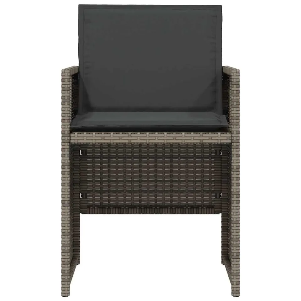vidaXL 3-delige Bistroset met kussens poly rattan grijs, foto 4