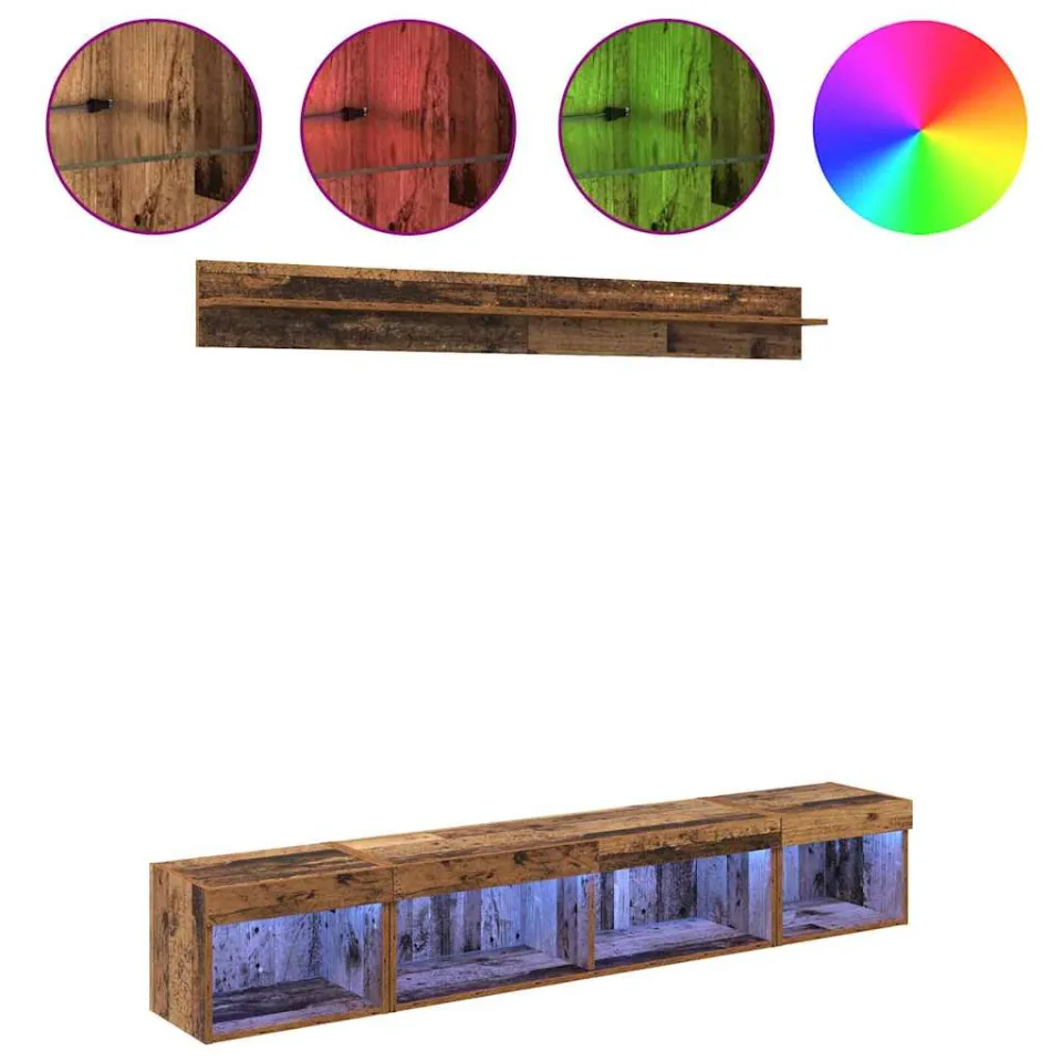 vidaXL TV Wandkast Set 5 st 100 x 30 x 30 cm Oudhout Bruin