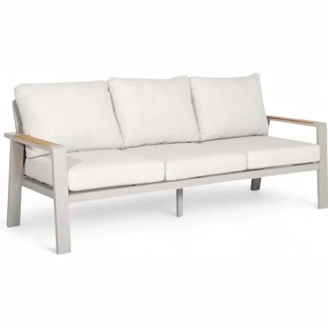 Belito Birmingham Tuinbank 211 cm | Taupe Aluminium & Teak | 3-persoons Naturel