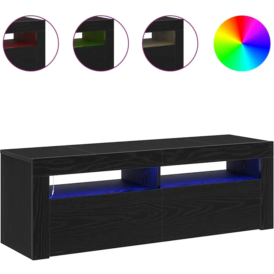 vidaXL TV-kast 120 x 35 x 40 cm Zwart Eiken Bewerkt hout, foto 4