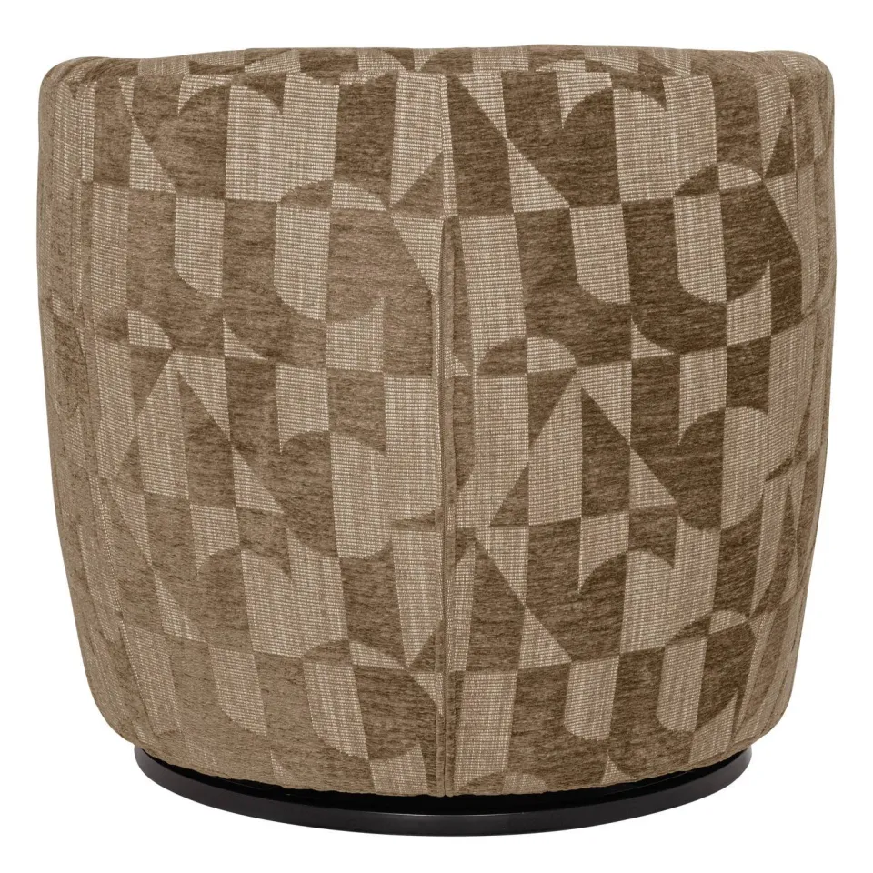 WOOOD Serra Draaifauteuil - Grafisch Patroon - Oudroze - 68x70x77, foto 2