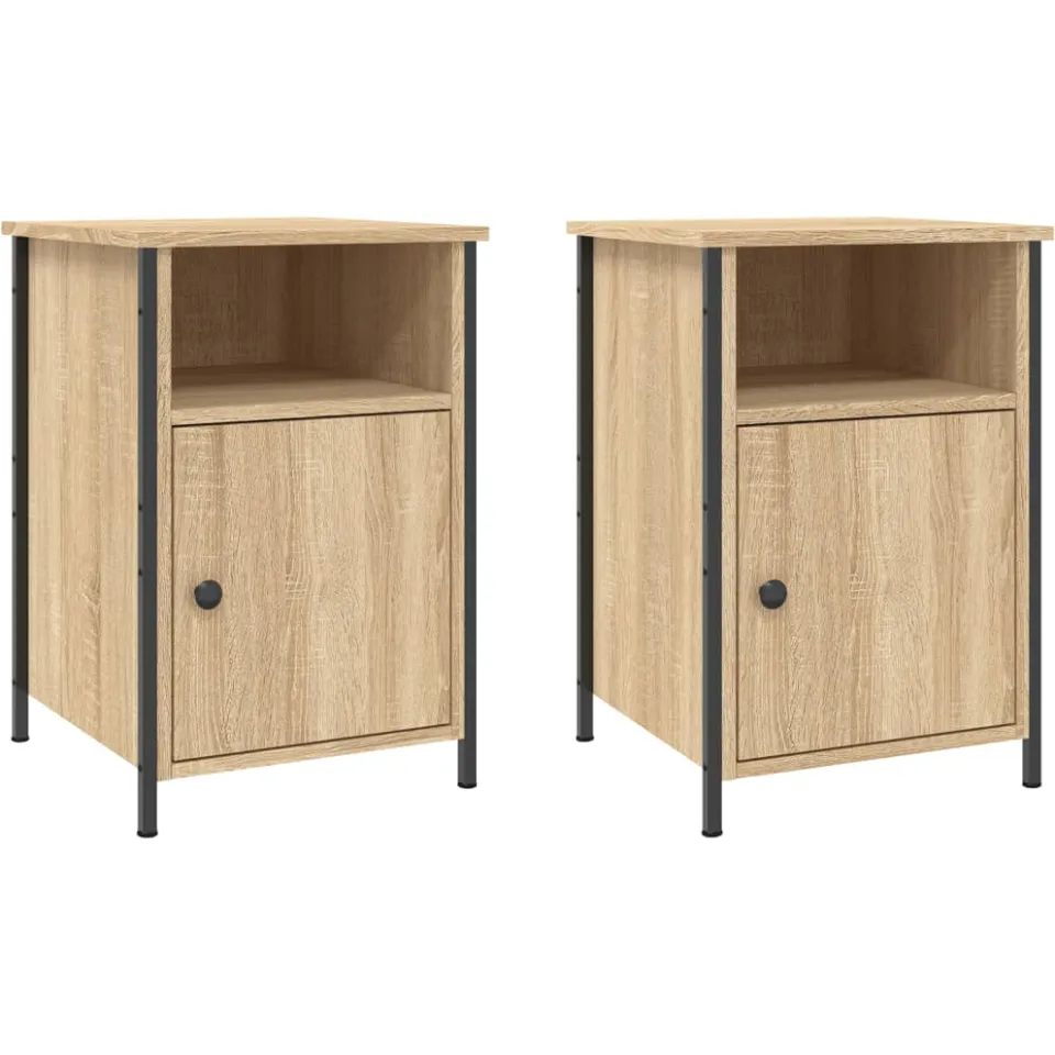 vidaXL Nachtkastjes 2 st 40x42x60 cm bewerkt hout sonoma eikenkleurig, foto 3