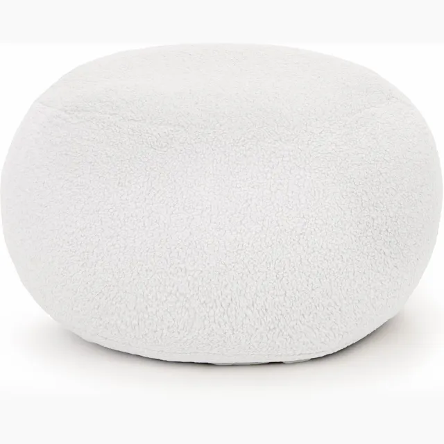 Drop & Sit poef - sfeervolle teddy - ecru - Ø 60 cm - extra comfortabel en zacht