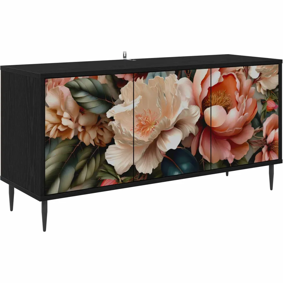vidaXL Tv-meubel BORNE 102 x 33 x 51 cm Zwart eiken Bewerkt hout, foto 3