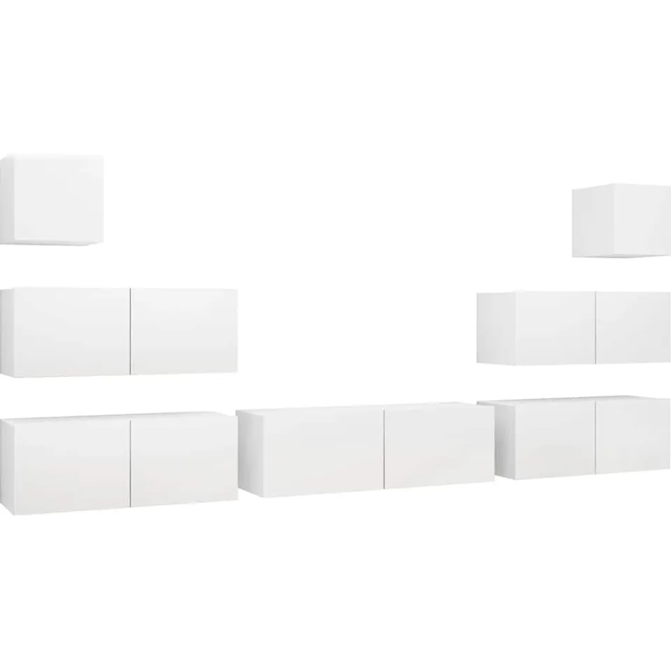 vidaXL 7-delige Tv-meubelset bewerkt hout wit, foto 3