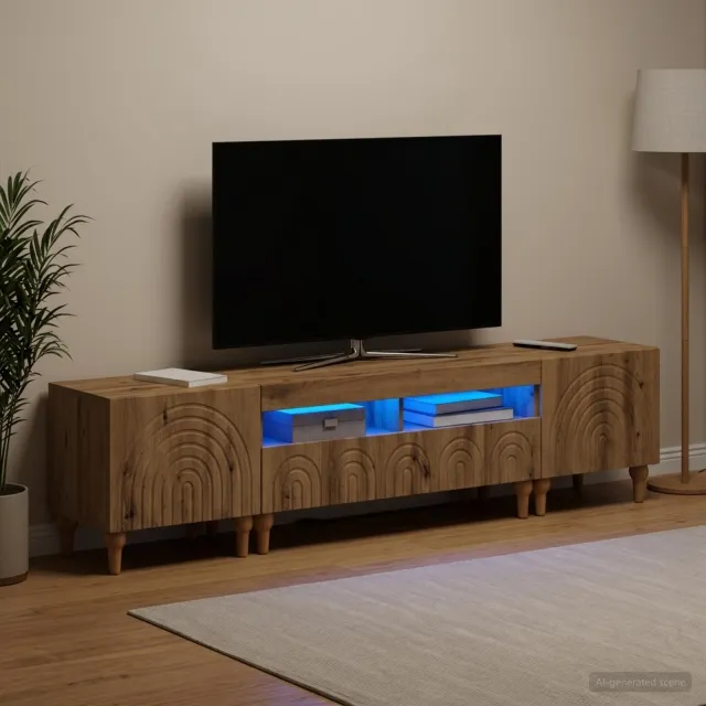 vidaXL 3-delige LED TV-kast Artisanaal eiken Bewerkt hout, foto 2